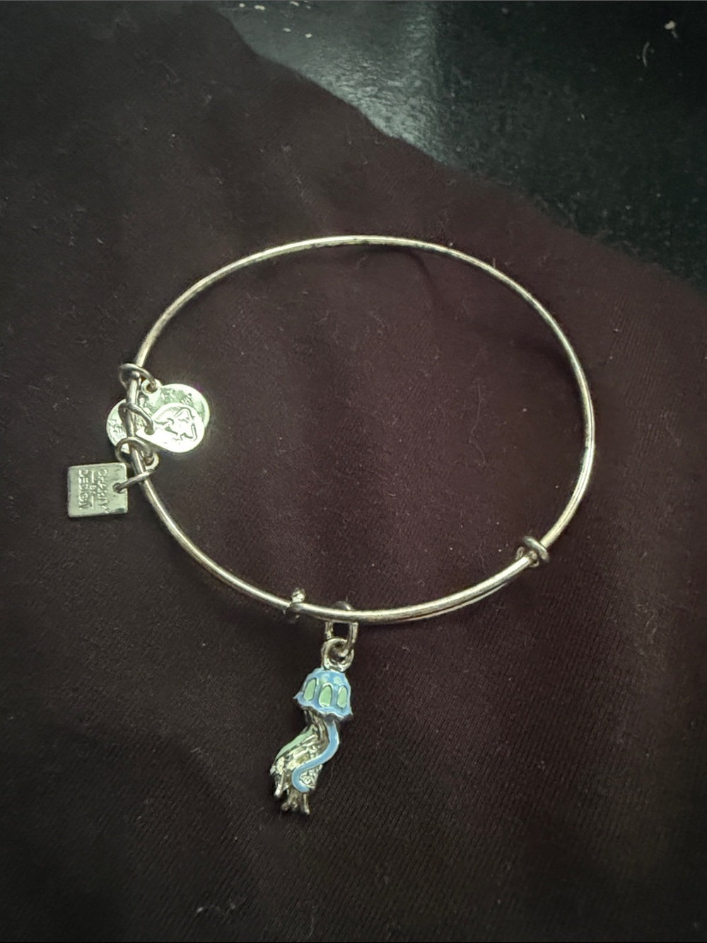 Alex and Ani Silver jelly fish Charm Adjustable Bangle